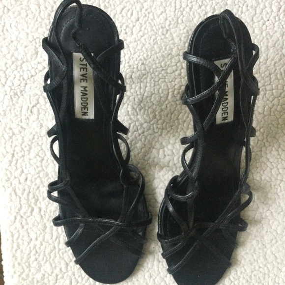 Steve Madden Danzel Birdcage Pump Black Leather - Sz 8 - Picture 14 of 15